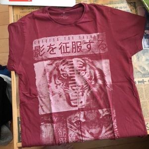 Cotton on T-shirt in red with Japanese on it